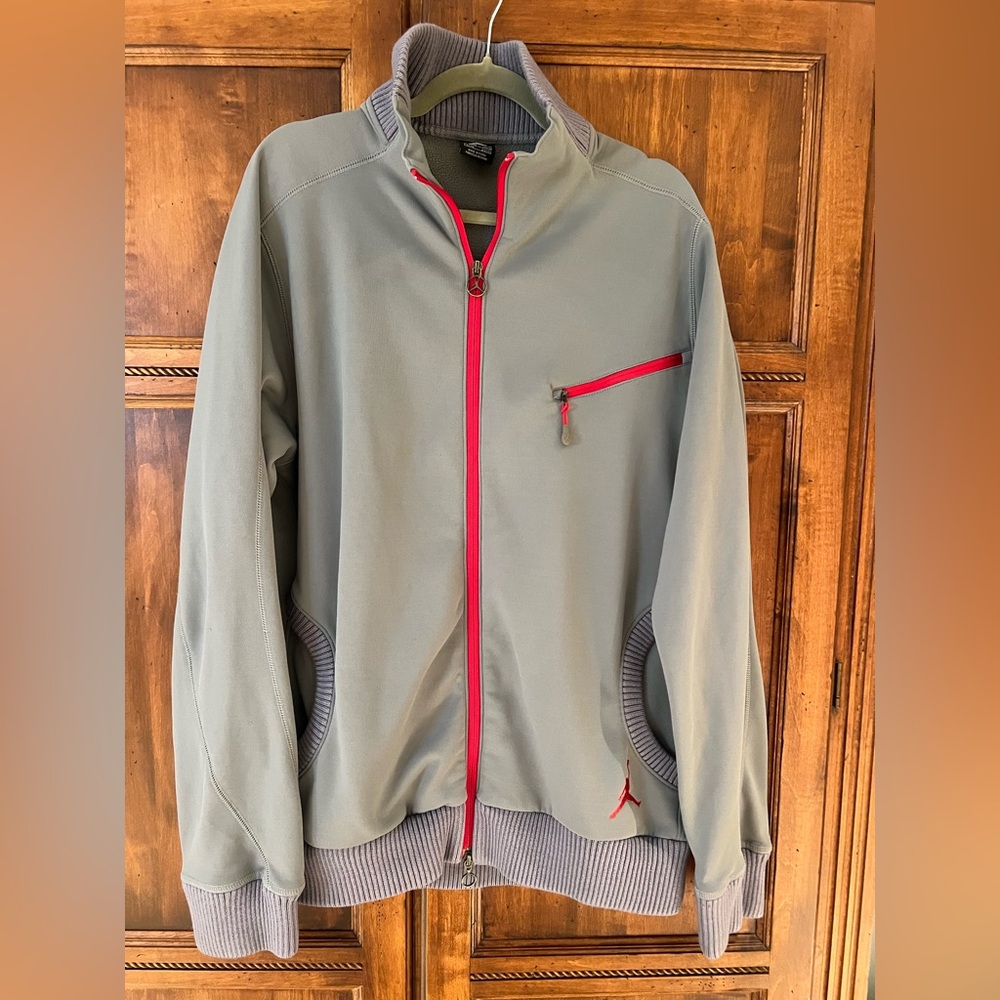 Nike Air Jordan full-zip track jacket in grey with red accents | XL | Like New